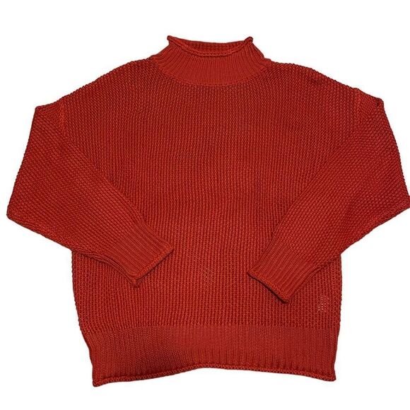 Orange Knit Turtleneck Sweater Large - Picture 1 of 7